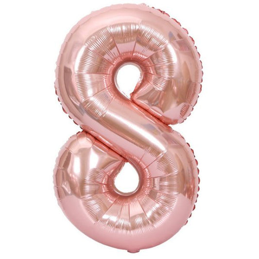 Rose Gold Number 8 Balloon - 16 Inch