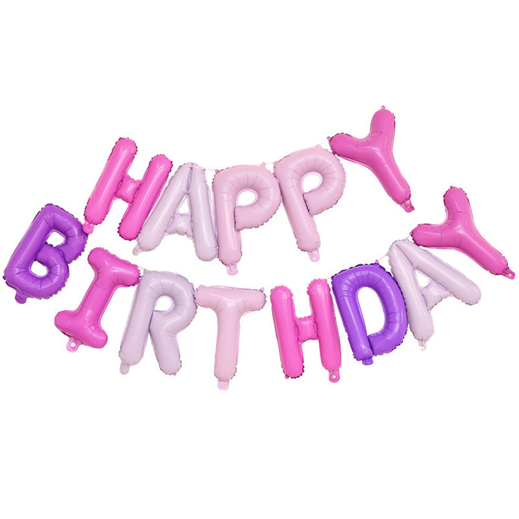 Happy Birthday Foil Balloon - Purple & Pink