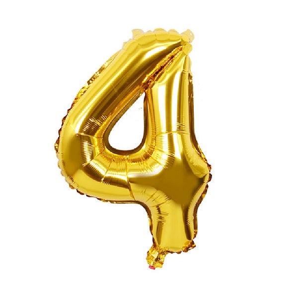 Gold Number 4 Balloon - 16 Inch