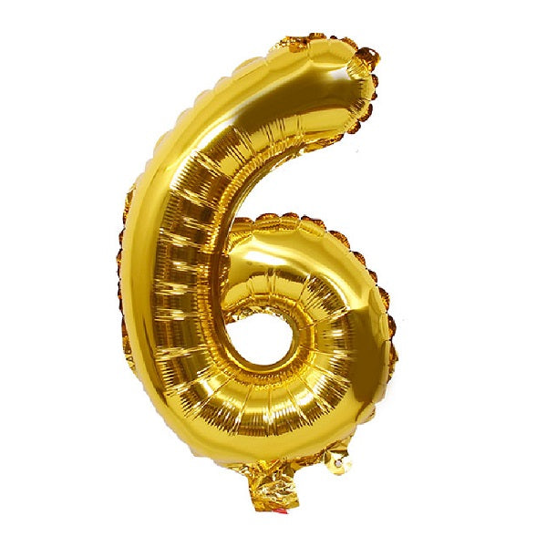 Gold Number 6 Balloon - 16 Inch