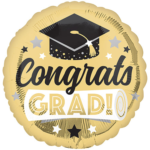 Congrats Grad Shiny Gold Foil Balloon - 18"