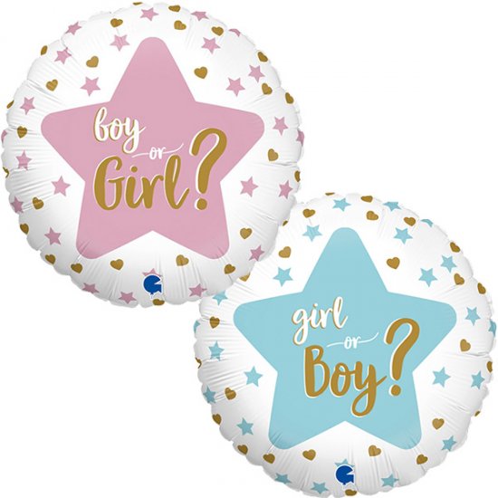 Boy Or Girl Star Gender Reveal Balloon - 18 Inch