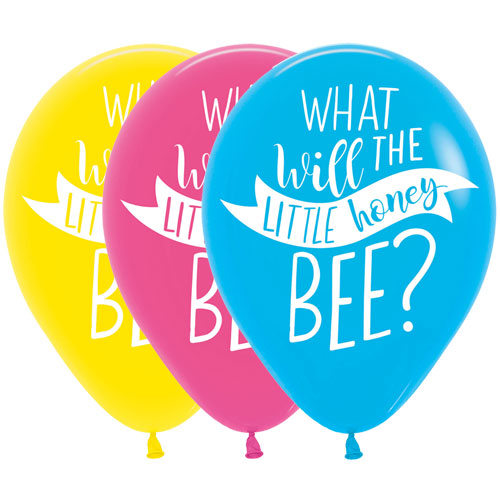 Gender Reveal 'What will it bee?' Assorted Latex Balloons 6 Pack - 11 Inch
