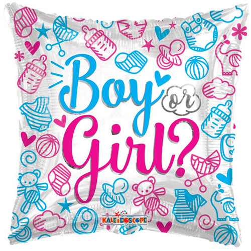 Boy Or Girl Gender Reveal Square Balloon - 18 Inch