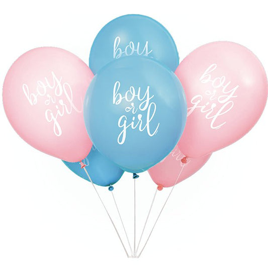 Boy Or Girl Gender Reveal Latex Balloons 8 Pack - 12 Inch