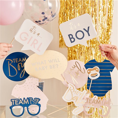 Baby Gender Reveal Photo Props - 10 Pack