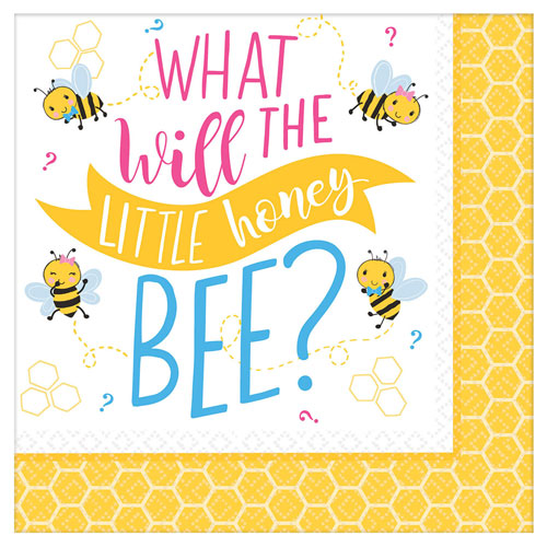 Gender Reveal 'What will it Bee?' Paper Napkins - 16 Pack