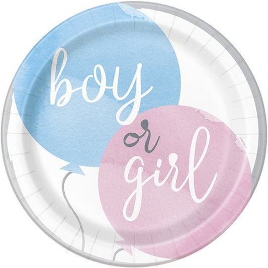 Boy Or Girl Gender Reveal Paper Plates - 9 Inch