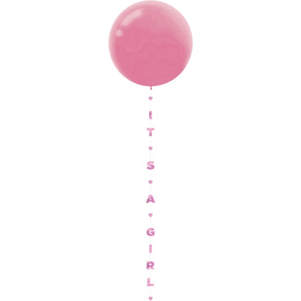 Its a Girl Glitter Gender Reveal Paper Balloon Tail - 1.8 Metres
