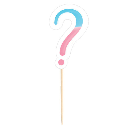 Gender Reveal Question Mark Cake Toppers - 24 Pack