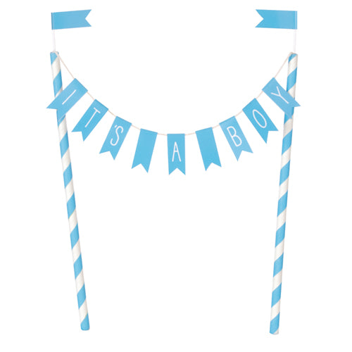 It's A Boy Blue Bunting Gender Reveal Cake Topper