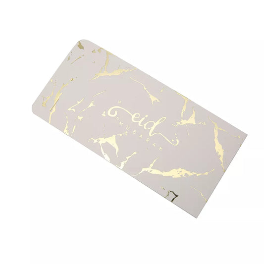 Eid Mubarak Money Wallet in Marble White and Gold