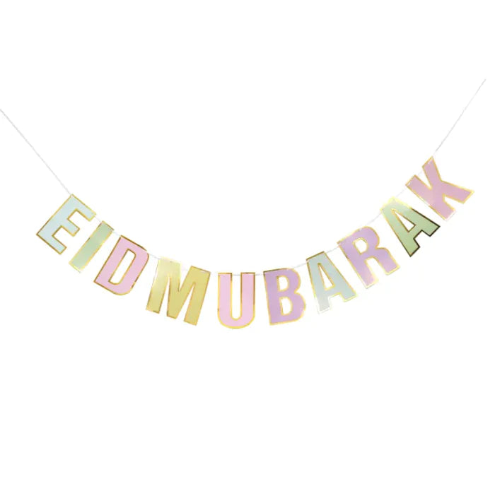 'Eid Mubarak' Multicolour Pastels Bunting Banner
