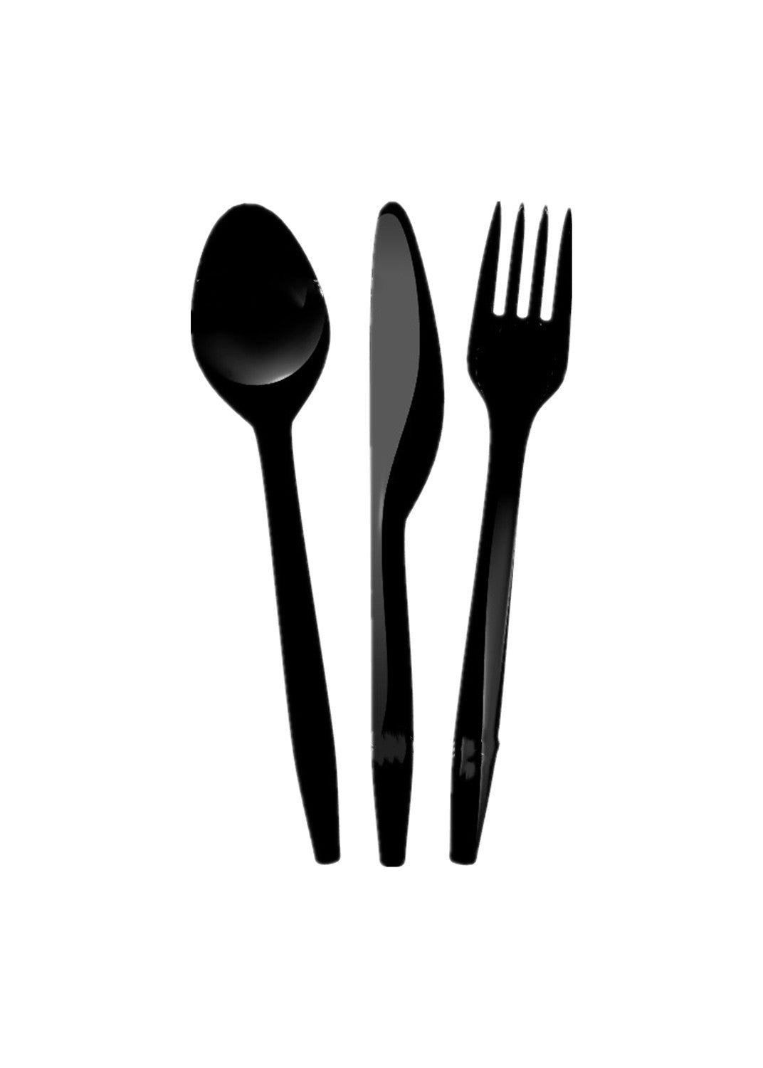Black Plastic Disposable Cutlery Set - 24 Pack