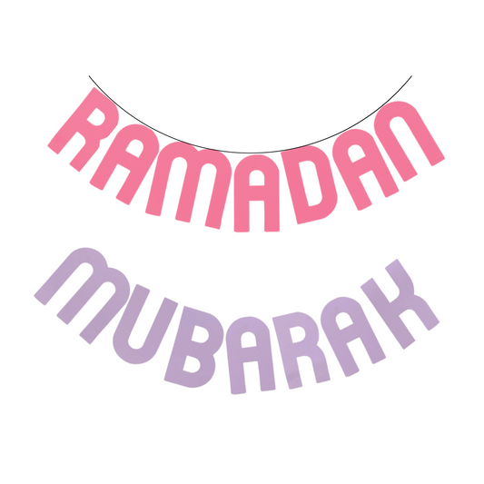 Ramadan Mubarak Bunting Banner - Lilac & Pink