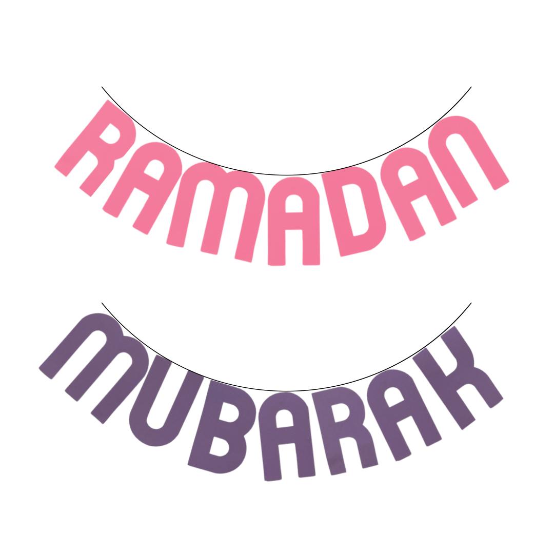 Ramadan Mubarak Bunting Banner - Pink & Purple
