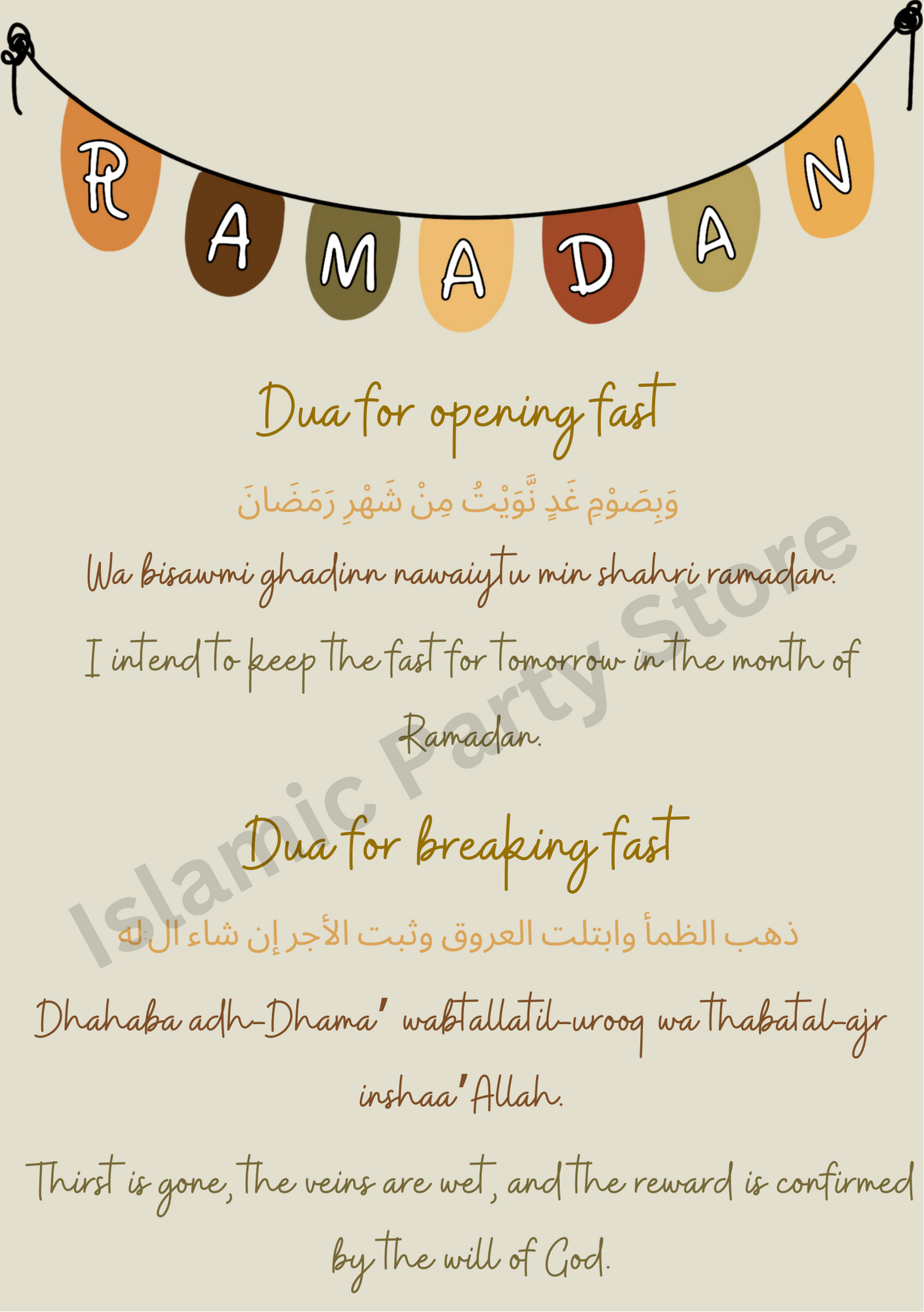 Dua for Opening and Breaking Fast