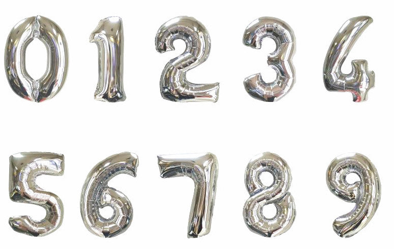 Silver Number Balloons - 32 Inch