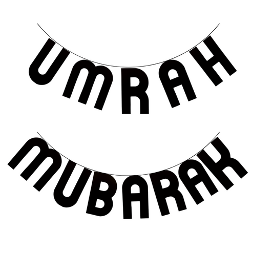 Black Letter 'Umrah Mubarak' Bunting Banner
